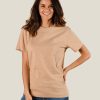 t-shirt femme marron clair en coton biologique non teint